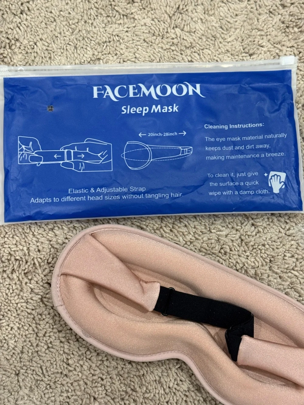 Pink Sleep Mask - Lightweight Contoured Eye Mask